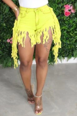 Denim Stylish Irregular Tassels Shorts -Clothing Outlet Store H20061820 8