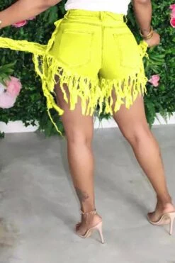 Denim Stylish Irregular Tassels Shorts -Clothing Outlet Store H20061820 9