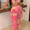 Butterfly Print Mesh Elegant High Waist Bikini & Pants