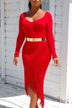 Tassels Chic Irregular Midi Dress -Clothing Outlet Store H20081410 12