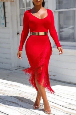 Tassels Chic Irregular Midi Dress -Clothing Outlet Store H20081410 13