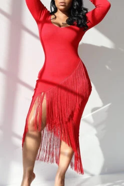 Tassels Chic Irregular Midi Dress -Clothing Outlet Store H20081410 3