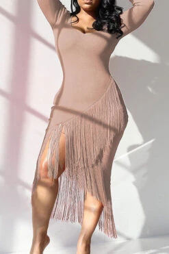 Tassels Chic Irregular Midi Dress -Clothing Outlet Store H20081410 9