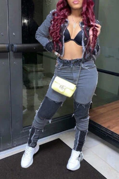 Color Block Tassels Chic Midriff-Baring Pants Suit 13 Color Block Tassels Chic Midriff-Baring Pants Suit -Clothing Outlet Store H20091533 5