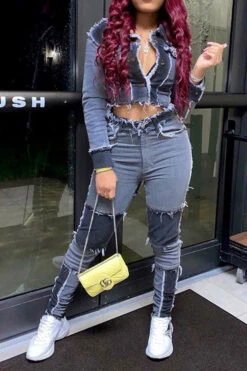 Color Block Tassels Chic Midriff-Baring Pants Suit 14 Color Block Tassels Chic Midriff-Baring Pants Suit -Clothing Outlet Store H20091533 6