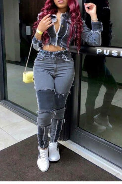 Color Block Tassels Chic Midriff-Baring Pants Suit 15 Color Block Tassels Chic Midriff-Baring Pants Suit -Clothing Outlet Store H20091533 7