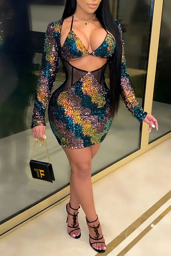 Sequined Striking Mini Dress 13 Sequined Striking Mini Dress - Image 13