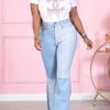 Color Block Feminine Flared Jeans