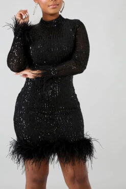 Patchwork Stylish Feather Mini Dress -Clothing Outlet Store H20122109 3 5dbfab75 64fd 49fc 989f 4469295a5eaa