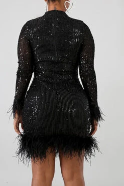 Patchwork Stylish Feather Mini Dress -Clothing Outlet Store H20122109 4 d42a2154 b640 4ad6 9f22 64acf5248813