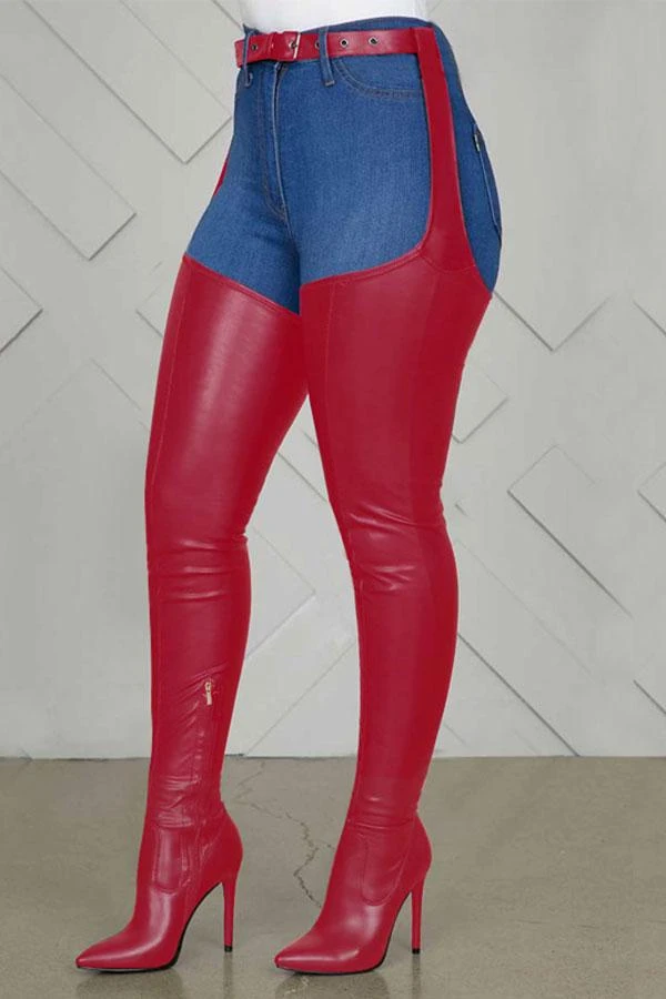 Solid Color Stylish High Heel Boots With Belt 6 Solid Color Stylish High Heel Boots With Belt - Image 6