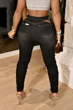 Patchwork Striking Strappy High Waist Cutout Jeans -Clothing Outlet Store H21011303 5 0a6995b9 003a 44ff 9ca7 a21652c2a441