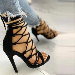 Solid Color Chic Lace-Up Knotted Stiletto Sandals 22 Solid Color Chic Lace-Up Knotted Stiletto Sandals -Clothing Outlet Store H21040120 10 4e337ec4 8232 4fe9 b002 237f65fb7220