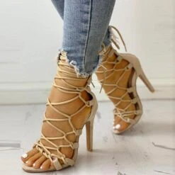 Solid Color Chic Lace-Up Knotted Stiletto Sandals 16 Solid Color Chic Lace-Up Knotted Stiletto Sandals -Clothing Outlet Store H21040120 4 acbd6541 b668 4fb0 b889 ab091eb1f312