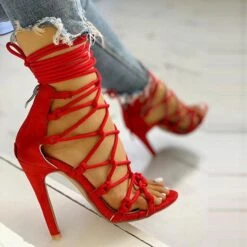 Solid Color Chic Lace-Up Knotted Stiletto Sandals 19 Solid Color Chic Lace-Up Knotted Stiletto Sandals -Clothing Outlet Store H21040120 7 96ee078a f0c1 4af2 8260 5a087de2db29