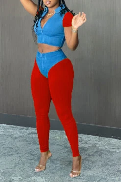 Hit Color Classic Midriff-Baring Pants Suit 20 Hit Color Classic Midriff-Baring Pants Suit -Clothing Outlet Store H21042619 9