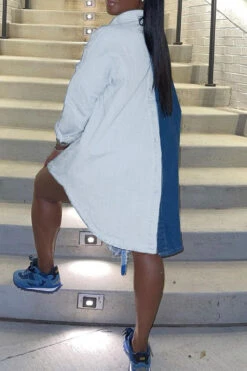 Color Block Lapel Boyish High Low Denim Midi Dress 7 Color Block Lapel Boyish High Low Denim Midi Dress -Clothing Outlet Store H21062113 3 63b843a0 1119 4d45 8dc1 4dd56ead5147