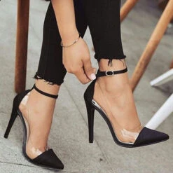 Solid Color Pointed Toe Stylish Buckled Stiletto Heels -Clothing Outlet Store H21062955 2