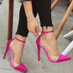 Solid Color Pointed Toe Stylish Buckled Stiletto Heels -Clothing Outlet Store H21062955 3
