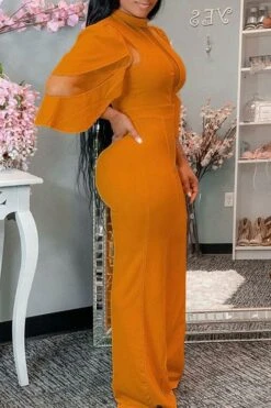 Mesh Patchwork Glamorous Jumpsuit -Clothing Outlet Store H21071612 OR 2