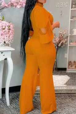 Mesh Patchwork Glamorous Jumpsuit -Clothing Outlet Store H21071612 OR 3