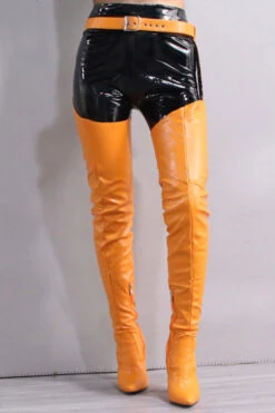 Solid Color Feminine Zipper Block Boots With Belt -Clothing Outlet Store H21072150 OR 1 70657bd9 878f 44d7 b189 e38382ae21b7