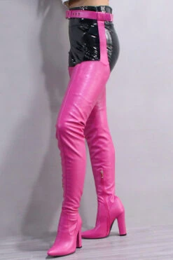 Solid Color Feminine Zipper Block Boots With Belt -Clothing Outlet Store H21072150 RR 2 c0890800 c6da 49f7 96d9 bfb11fee86c4