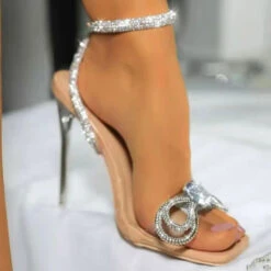 Crystal Clear Butterfly Pretty Square Toe Stiletto Sandals -Clothing Outlet Store H21072805 AP 3 23b1e15b d20e 410b bb45 73e9c8972cbb