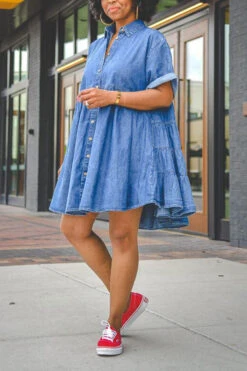 Blue Lapel Classic Button Down Denim Mini Dress 7 Blue Lapel Classic Button Down Denim Mini Dress -Clothing Outlet Store H21080301 BL 5 f55de1c8 b416 4c80 9407 95494dfb5656