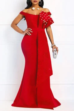 Lace Patchwork Elegant Faux Pearl Layered Ruffles Maxi Dress 24 Lace Patchwork Elegant Faux Pearl Layered Ruffles Maxi Dress -Clothing Outlet Store H21081327 RE 2