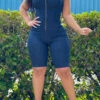 Solid Color Modern Bodycon Denim Romper