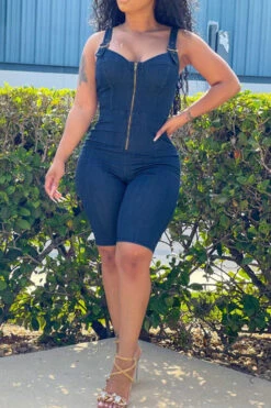 Solid Color Modern Bodycon Denim Romper -Clothing Outlet Store H21082334 BL 3 3339a199 7508 47d7 b019 70714188aba8