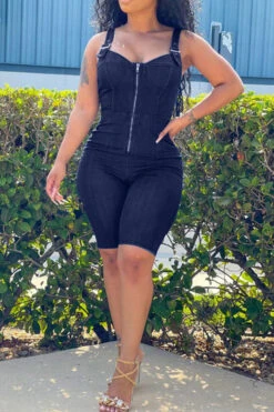 Solid Color Modern Bodycon Denim Romper -Clothing Outlet Store H21082334 NB 2 7da43f78 23b8 47e6 9c9e fafcb3798252