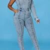 Denim One Shoulder Modern Jumpsuit