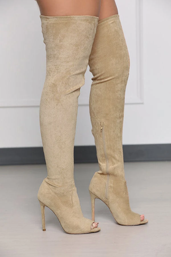 Solid Color Peep Toe Modern Stiletto Boots 12 Solid Color Peep Toe Modern Stiletto Boots - Image 12