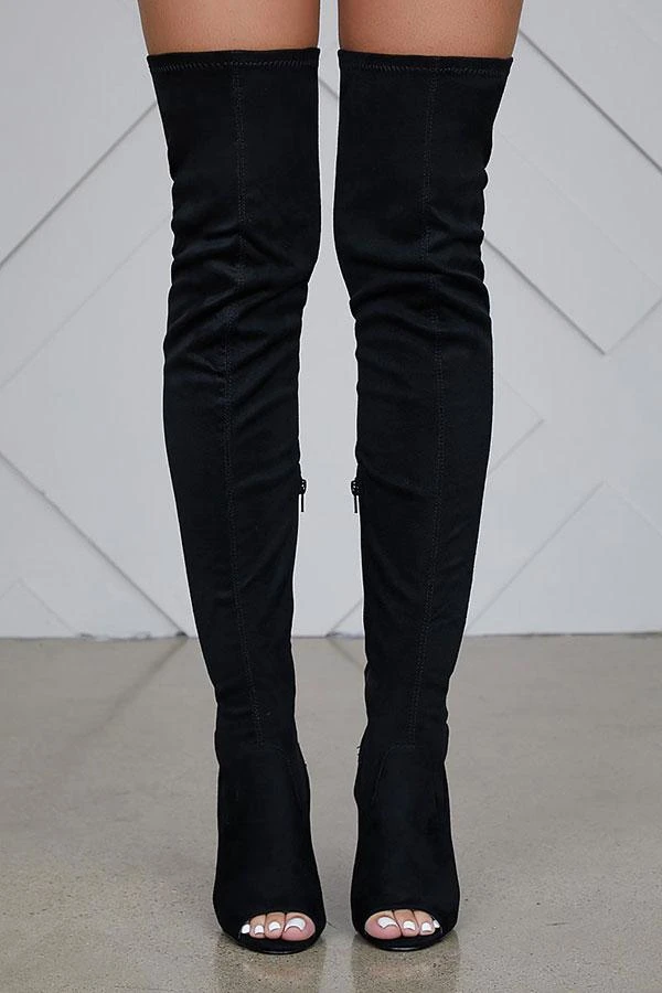 Solid Color Peep Toe Modern Stiletto Boots 11 Solid Color Peep Toe Modern Stiletto Boots - Image 11