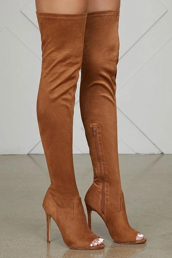 Solid Color Peep Toe Modern Stiletto Boots 3 Solid Color Peep Toe Modern Stiletto Boots - Image 3