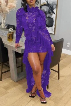 Floral Lace Ruffles Glamorous High Low Maxi Dress 6 Floral Lace Ruffles Glamorous High Low Maxi Dress -Clothing Outlet Store H21091316 PU 1 e6629bb2 4c61 431b 8e74 e748e708f7ae