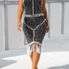 Beaded Decor Tassels Glamorous Backless Midi Dress