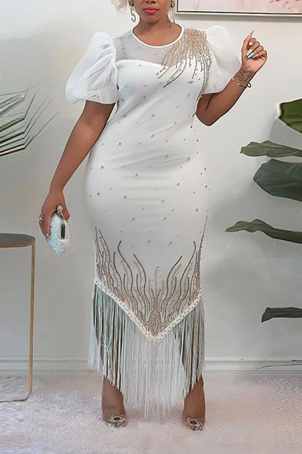 Mesh Patchwork Elegant Rhinestone Tassels Maxi Dress 1 Mesh Patchwork Elegant Rhinestone Tassels Maxi Dress