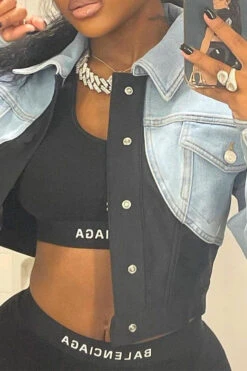 Blue Lapel Chic Denim Jacket 9 Blue Lapel Chic Denim Jacket -Clothing Outlet Store H21101931 BL 5