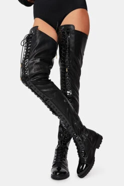 Black Modern Lace-Up Block Platform Boots 18 Black Modern Lace-Up Block Platform Boots -Clothing Outlet Store H21102009 BK 4 2c340ef0 6525 4641 b45b 26b5470f6fbb