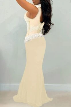 Rhinestone Mesh Patchwork Striking Maxi Dress -Clothing Outlet Store H21102542 AP 2