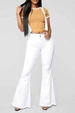 Light Blue Suspenders Classic Bell Bottoms Jeans 16 Light Blue Suspenders Classic Bell Bottoms Jeans -Clothing Outlet Store H21110810 WH 1