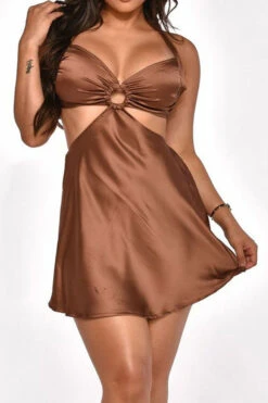 Halter Collar Cutout Romantic Backless Mini Dress 6 Halter Collar Cutout Romantic Backless Mini Dress -Clothing Outlet Store H21110838 BR 3