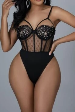 Rhinestone Patchwork Unique Irregular Maxi Dress & Bodysuit -Clothing Outlet Store H21121437 BK 5