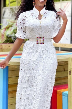 Floral Lace Cutout Feminine Maxi Dress With Belt -Clothing Outlet Store H21122024 WH 4 4433bd6f 1700 43c5 8d08 5aac4ab29bc6