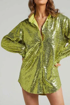 Sequined Lapel Sparkly Button Down Mini Dress 26 Sequined Lapel Sparkly Button Down Mini Dress -Clothing Outlet Store H21122945 GR 4 5d2f0c33 5634 4dd4 a0b3 bfabf5820beb