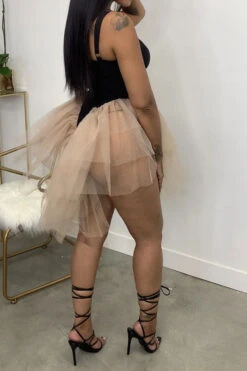 Mesh Patchwork Girly Tiered Ruffle Romper -Clothing Outlet Store H22030258 BK 2 d94adaf9 5a88 4b24 9f32 61f194a8e4d9