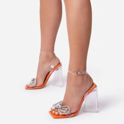 Transparent Strap Rhinestone Bowknot Decor Chic Block Pyramid Heel Sandals 5 Transparent Strap Rhinestone Bowknot Decor Chic Block Pyramid Heel Sandals -Clothing Outlet Store H22031650 OR 1